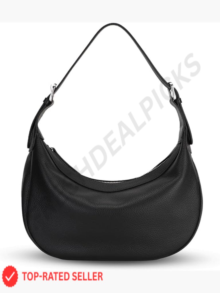 Genuine Leather Hobo Crossbody Crescent Shoulder Purse With Two Straps